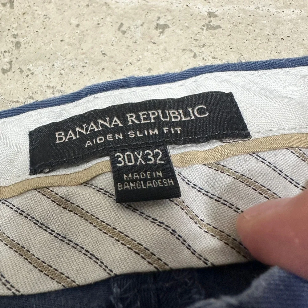 Banana‎ Republic Aiden Slim Fit Chinos Pants Blue Mens 30x32 Flat Front Casual